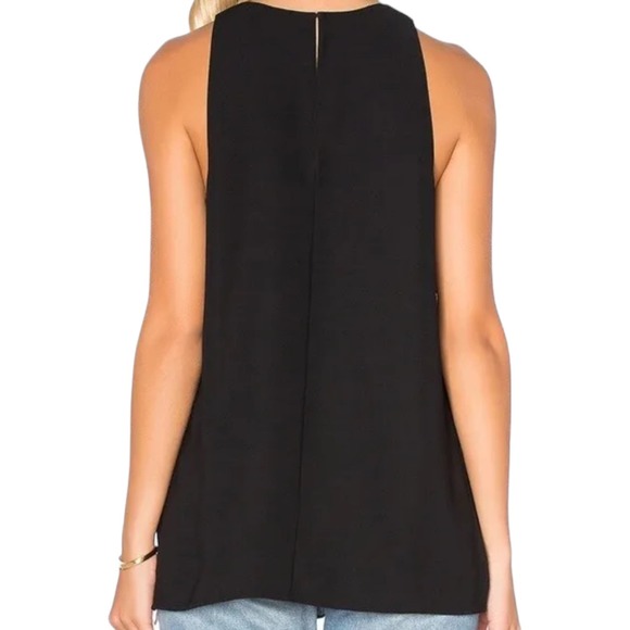 VINCE Bonded Crepe Sleeveless Top Relaxed Fit Elevated Basic Blouse Black Small - Picture 3 of 9